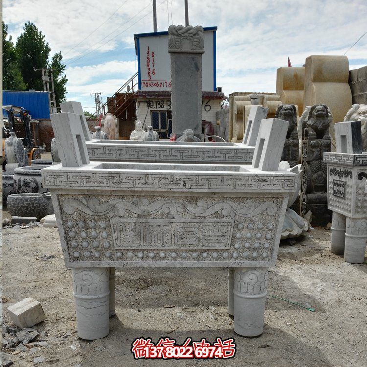 大型戶外石雕大理石香爐擺件，為園林景觀增添靈動之美