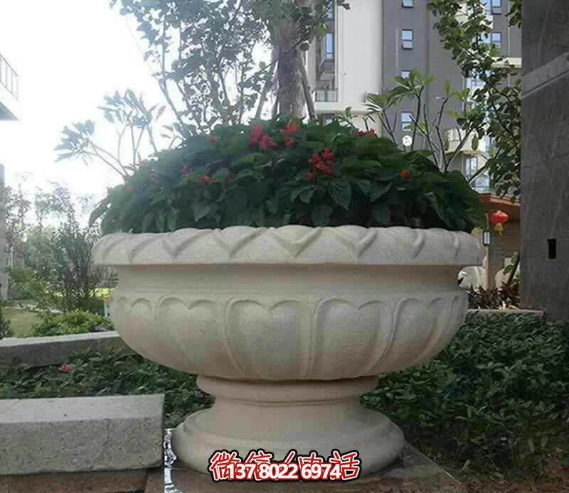 精美巨型大理石石雕花盆雕塑，讓你的別墅街道更加精彩