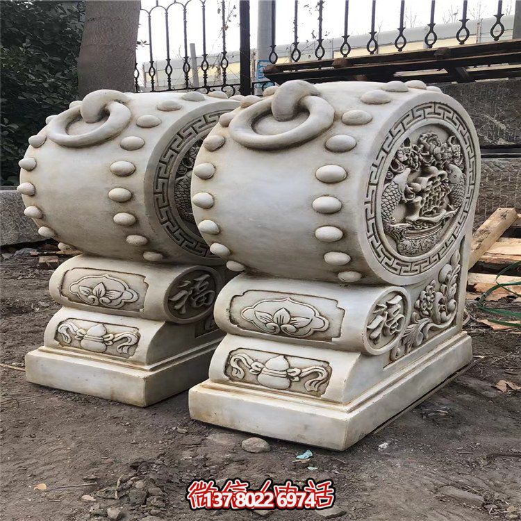 精美大理石石雕抱鼓雕塑，讓庭院門口煥然一新