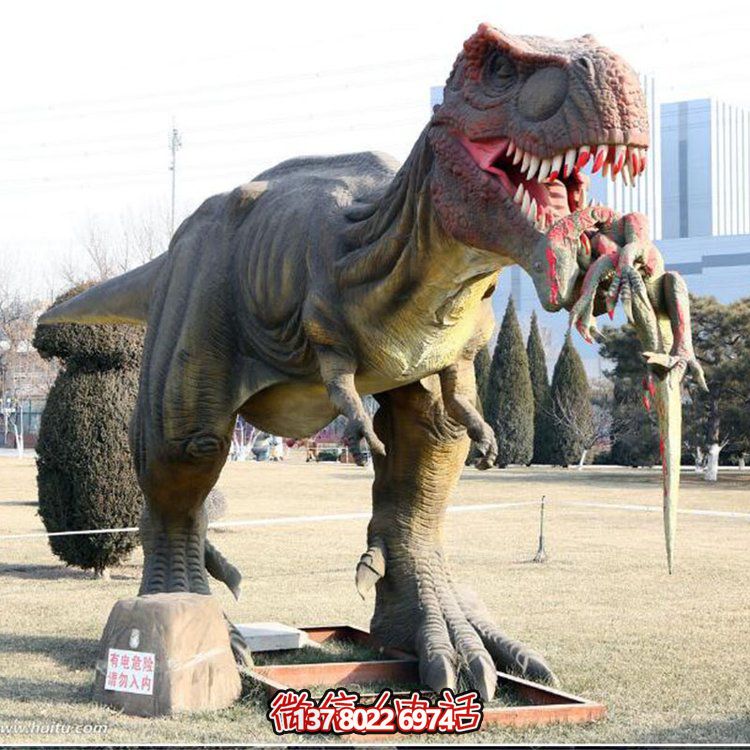玻璃鋼仿真恐龍雕像，為動(dòng)物園、園林等戶外場(chǎng)所擺放