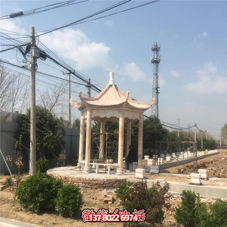 多功能戶(hù)外園林景觀大理石石雕涼亭雕塑