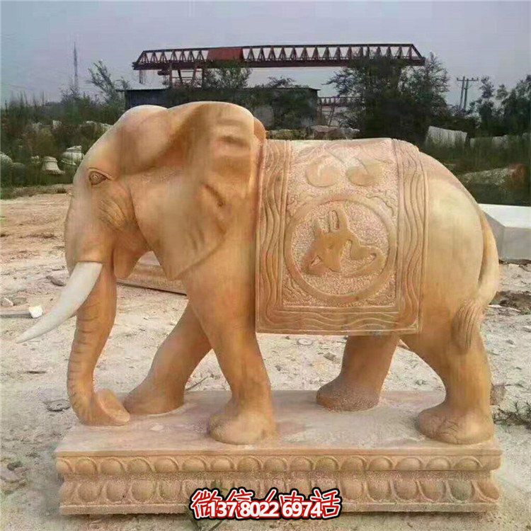 大象招財(cái)石雕門(mén)口雕塑