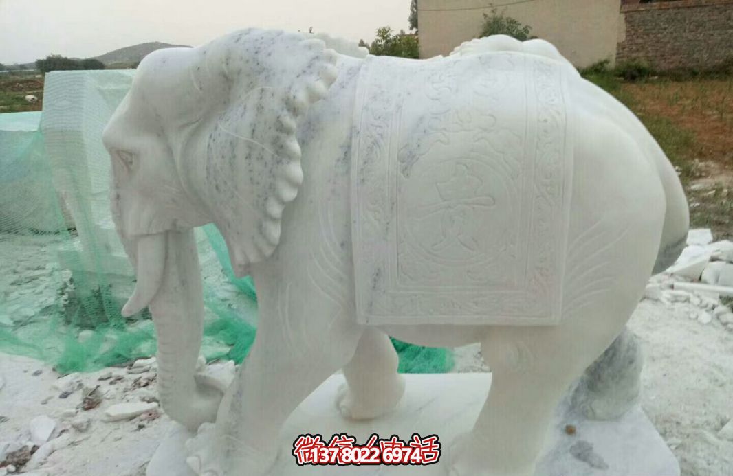 經典漢白玉大象雕塑,戶外空間創意裝飾 經典漢白玉大象雕塑,戶外空間創意裝飾
