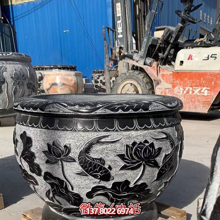 精美荷花浮雕缸，融合經典元素，打造清新安靜空間