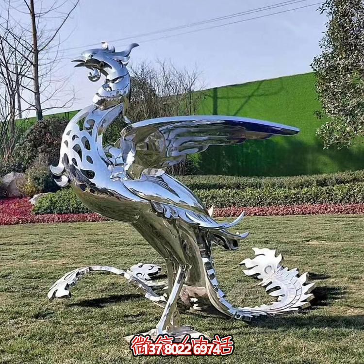 精美不銹鋼鳳凰雕塑，裝飾您的室外景觀