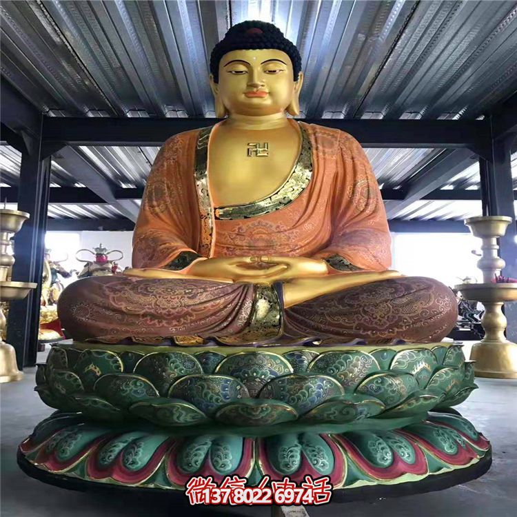大型噴漆坐著蓮花上的三寶佛雕塑 大型噴漆坐著蓮花上的三寶佛雕塑