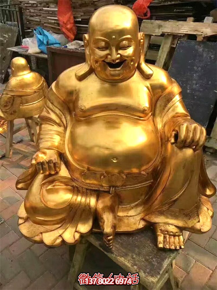 戶外景區(qū)噴金烤漆彌勒佛雕塑