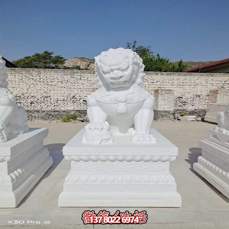大理石石雕庭院門(mén)口大型鎮(zhèn)宅獅子擺件
