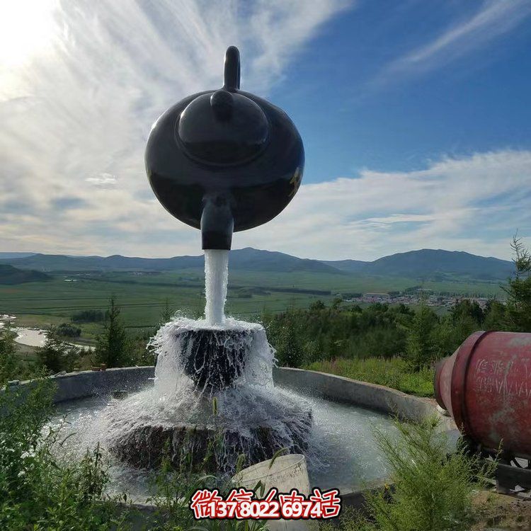 大型玻璃鋼懸空流水?dāng)[件天壺