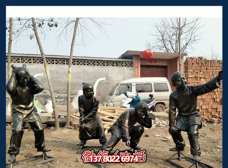 公園銅雕新年放鞭炮雕塑 公園銅雕新年放鞭炮雕塑