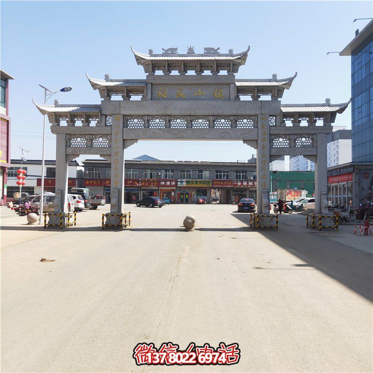 石牌坊仿古村口廣場(chǎng)景區(qū)寺廟門(mén)口天然石材石雕牌樓