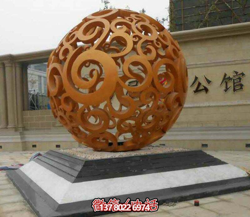 別墅公館創意噴漆鏤空球雕塑
