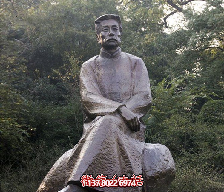 玻璃鋼公園景區景觀人物景觀裝飾品坐在石頭上的魯迅雕塑 玻璃鋼公園景區景觀人物景觀裝飾品坐在石頭上的魯迅雕塑