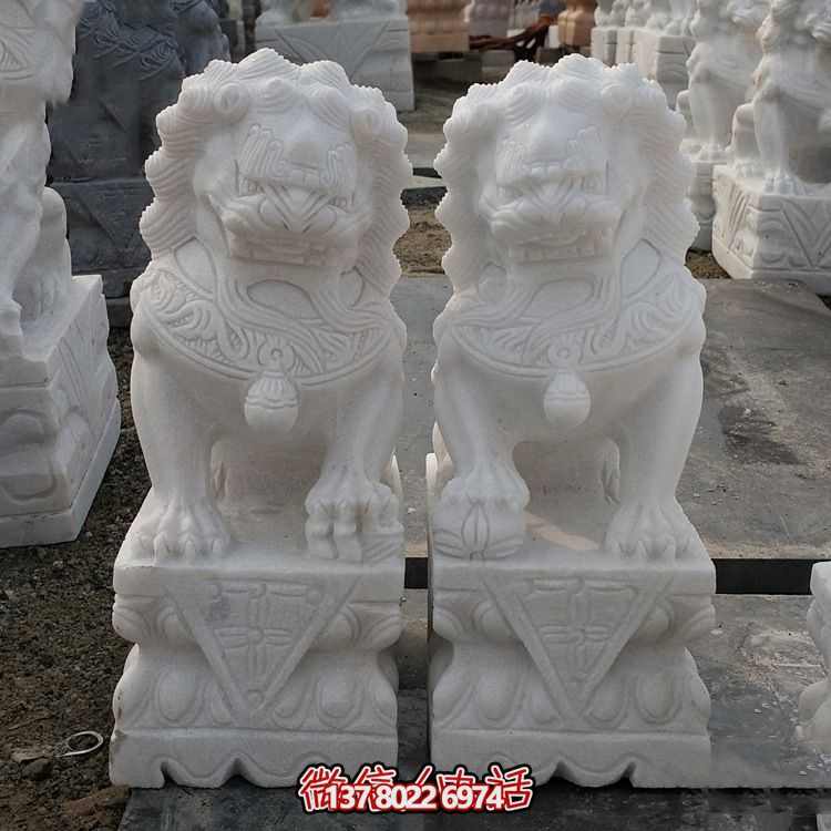 漢白玉精雕園林別墅門前擺放招財祈福獅子雕塑擺件 漢白玉精雕園林別墅門前擺放招財祈福獅子雕塑擺件