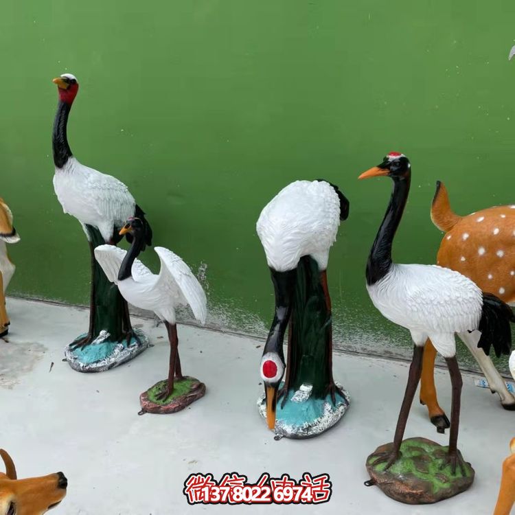 玻璃鋼戶(hù)外園林仙鶴景觀(guān)雕塑擺件