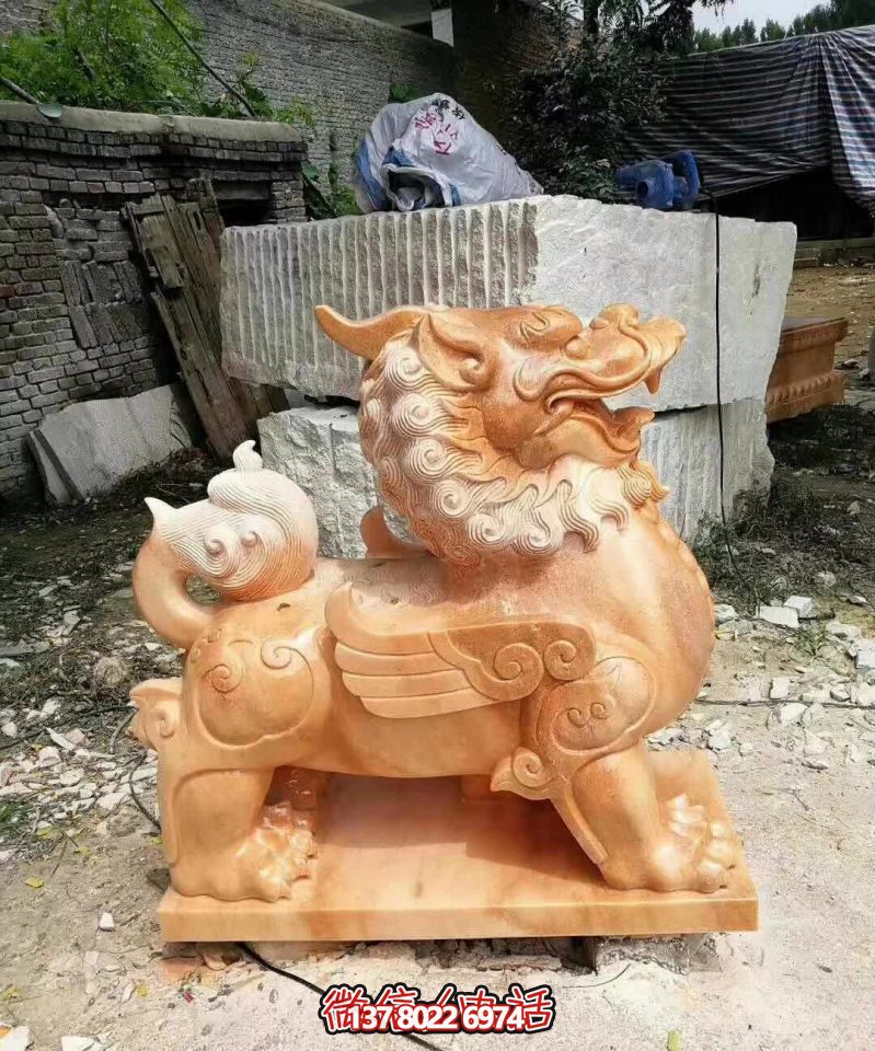公園寺廟黃崗巖石雕貔貅雕塑 公園寺廟黃崗巖石雕貔貅雕塑