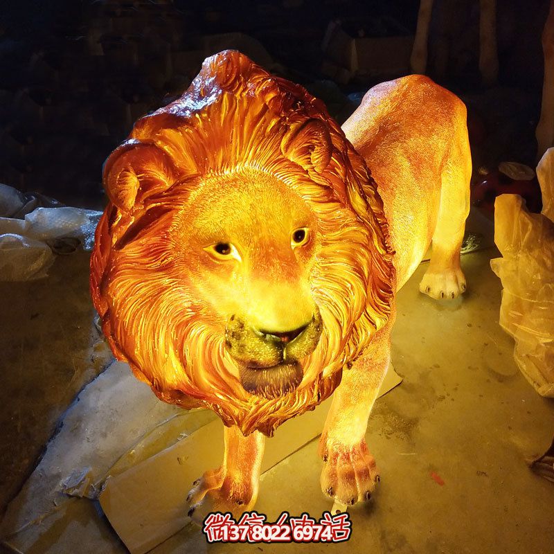 玻璃鋼照明發光夜晚戶外園林獅子雕塑 玻璃鋼照明發光夜晚戶外園林獅子雕塑
